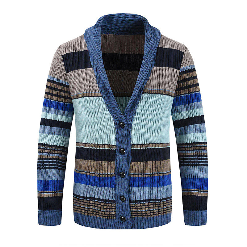 Men's Colorblock Lapel Sweater Jacket 02918584X