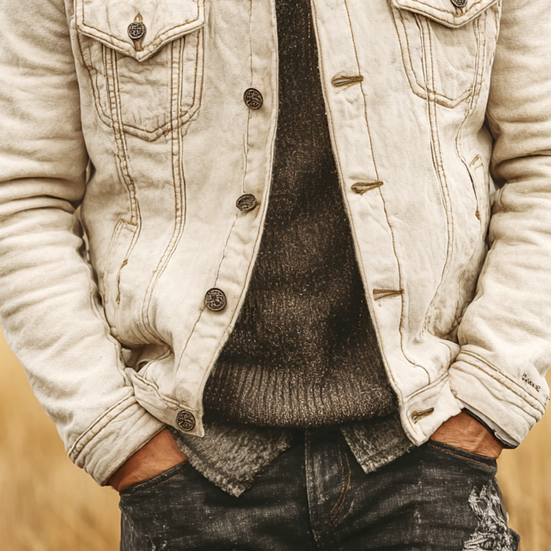 Men's Retro Fleece Lapel Faux Suede Single Breasted Jacket MTA1341I5Z