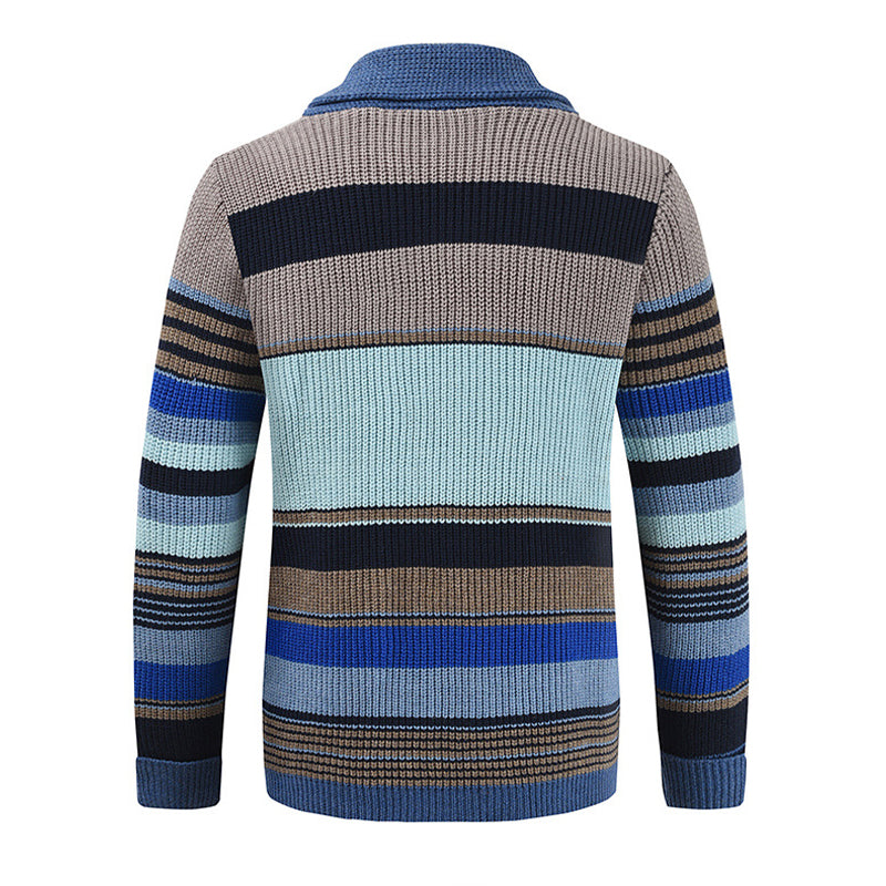 Men's Colorblock Lapel Sweater Jacket 02918584X