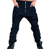 Men's Outdoor Solid Color Multi-Pocket Button Access Cargo Pants 67346476X