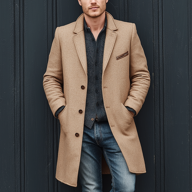 Men's Winter Simple Faux Wool Mid-length Coat MTA1597J3P