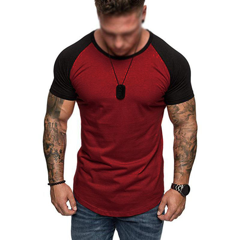 Men's Casual Color Contrasting Raglan Sleeve T-Shirt 94645084M