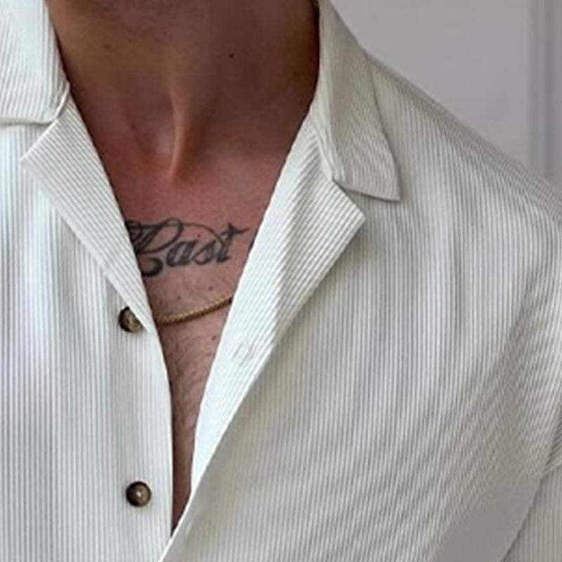 Camicia a righe tinta unita con risvolto da uomo 09235271X