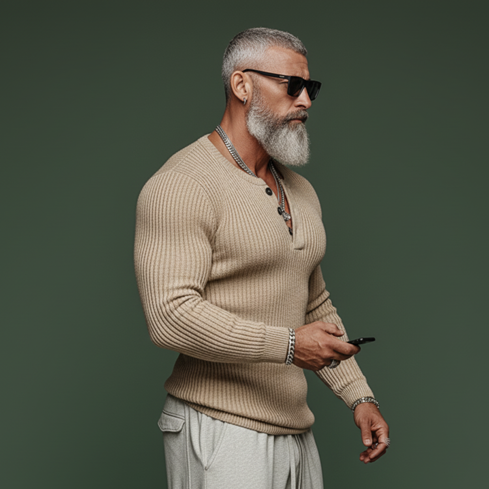 Men's Classic Casual Tough Style Henley Collar Slim Fit Sweater MTA2871J6K