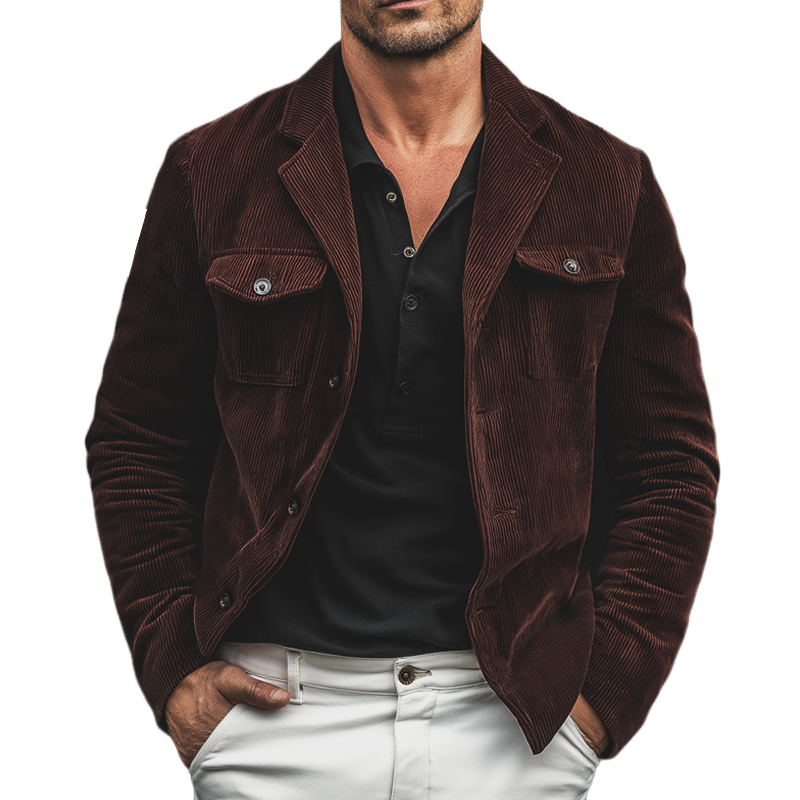 Men's Vintage Corduroy Button-Up Jacket MTA2816J8U