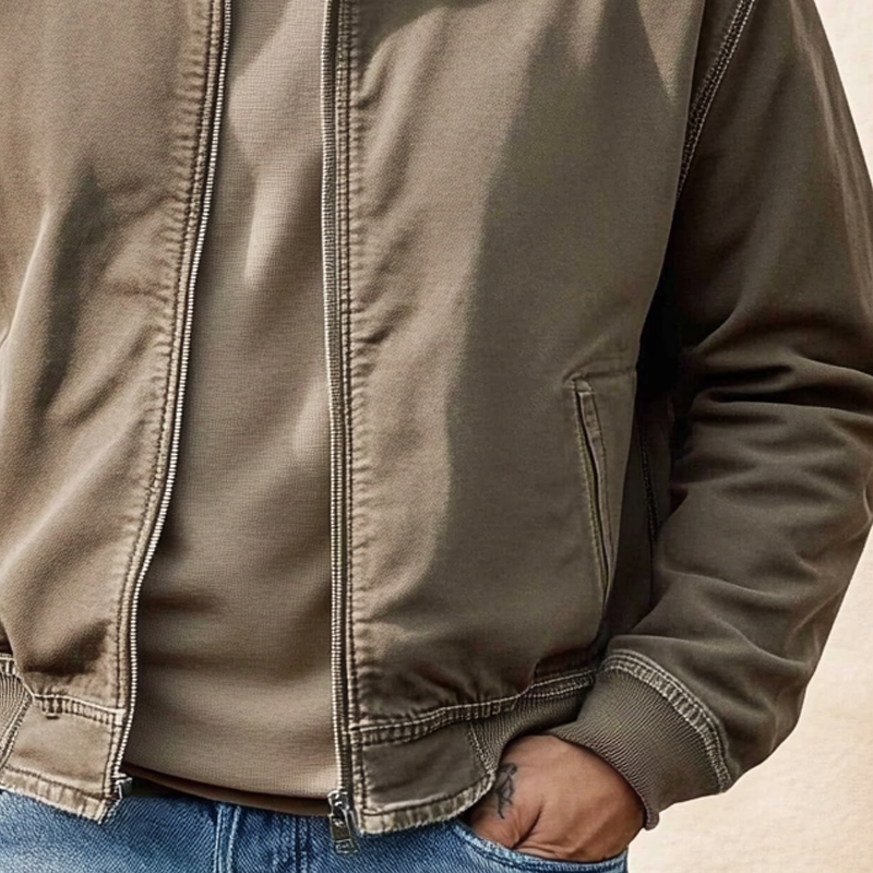 Men's Vintage Washed Lapel Denim Zipper Jacket MTA2720H7X