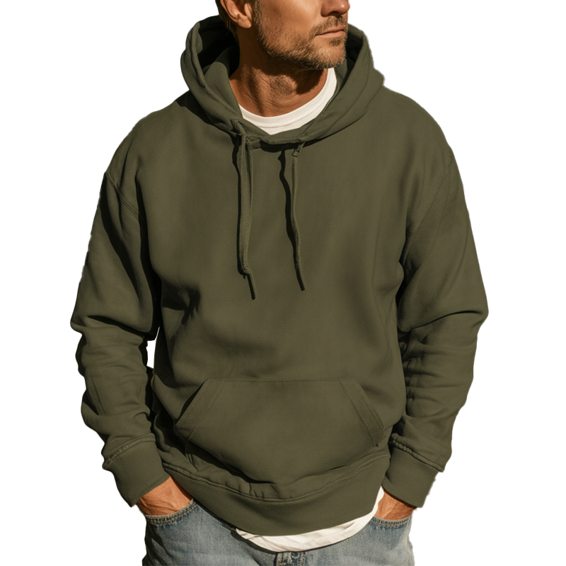 Men's Autumn Fashion Solid Color Large Pocket Hooded Sweatshirt MTA1329I7P