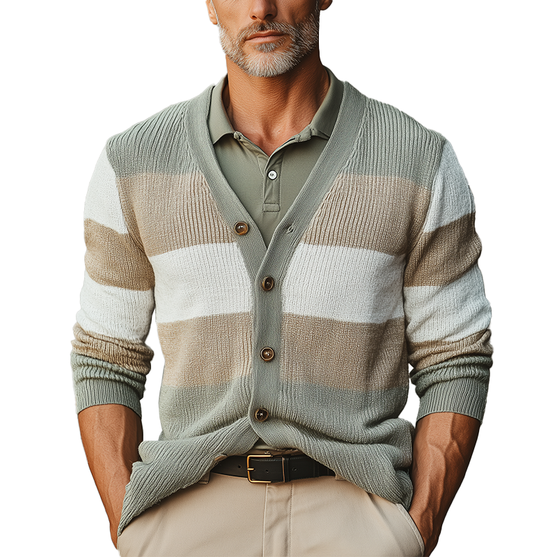 Men's Autumn Fashion Striped Thin Sweater Cardigan MTA1659I9P