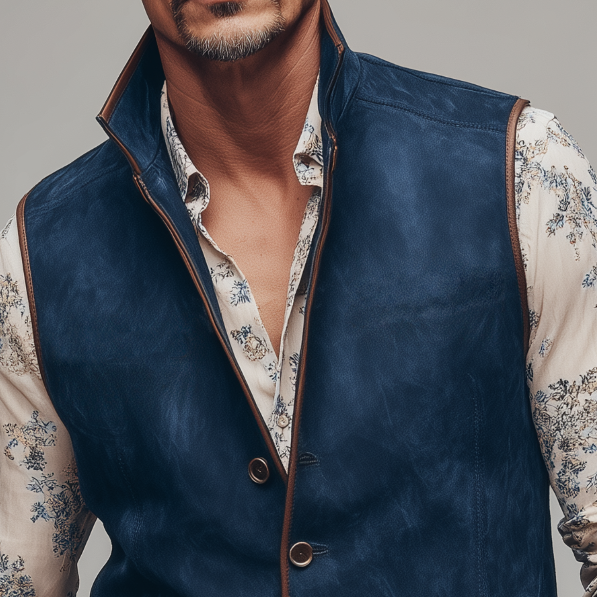 Men's Classic American Retro Stand Collar Suede Vest MTA1975H3K