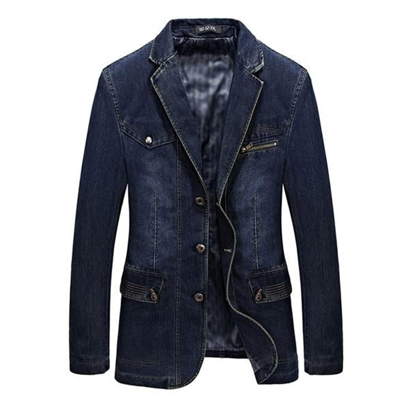 Blazer en denim à revers décontracté pour hommes 18477677M