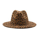 Men's British Style Double-sided Color Matching Leopard Print Flat Brim Hat 75953531U