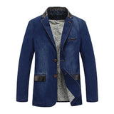 Men's Lapel Single Breasted Denim Blazer 27056629M