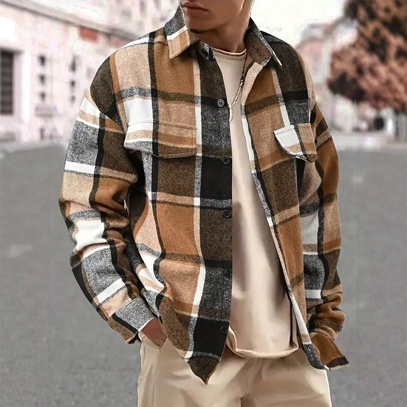 Men's Plaid Vintage Flannel Long Sleeve Shirt MTA0991I7X