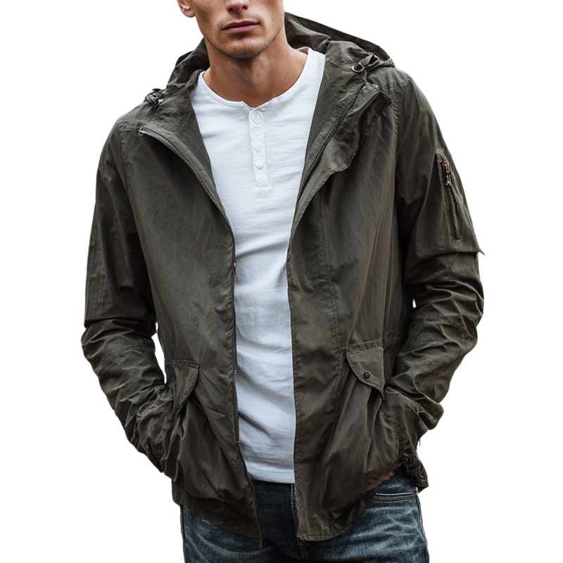 Men's Solid Color Thin Casual Hooded Jacket MTA0168H0X