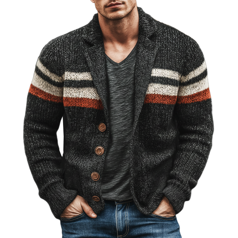 Men's Classic Color-blocked Button-down Knit Cardigan MTA3004J9U