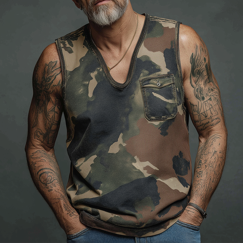 Men's Summer Fashion Camouflage Print Cotton Blend Tank Top MTA1576G5P