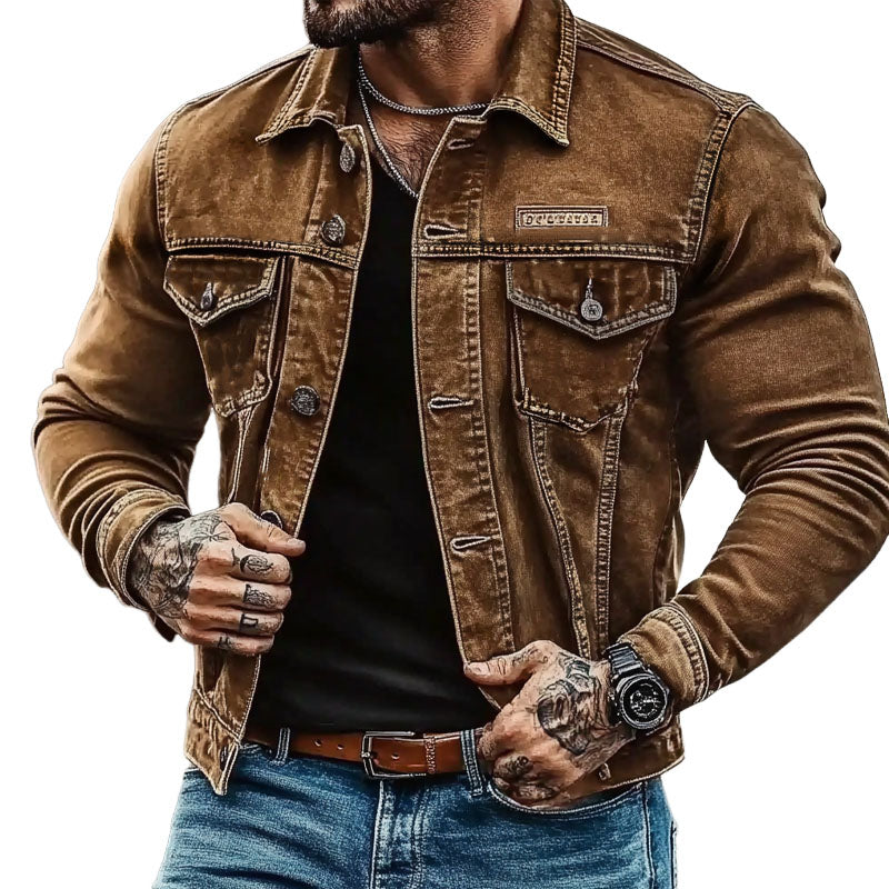 Veste en jean délavé vintage pour homme 89948446X