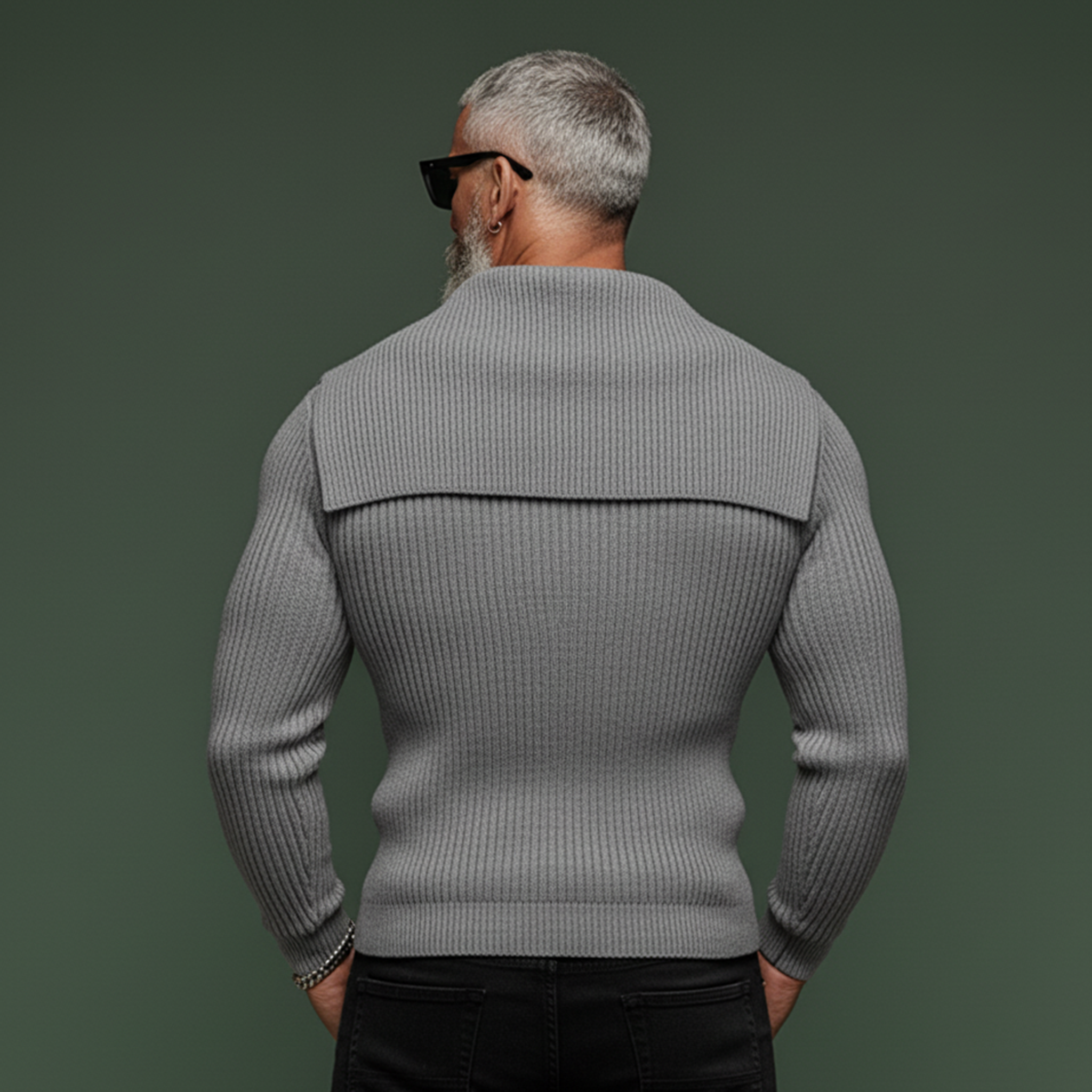 Men's Classic Casual V-neck Slim Fit Sweater (includes Knitted Shawl) MTA1112K1K