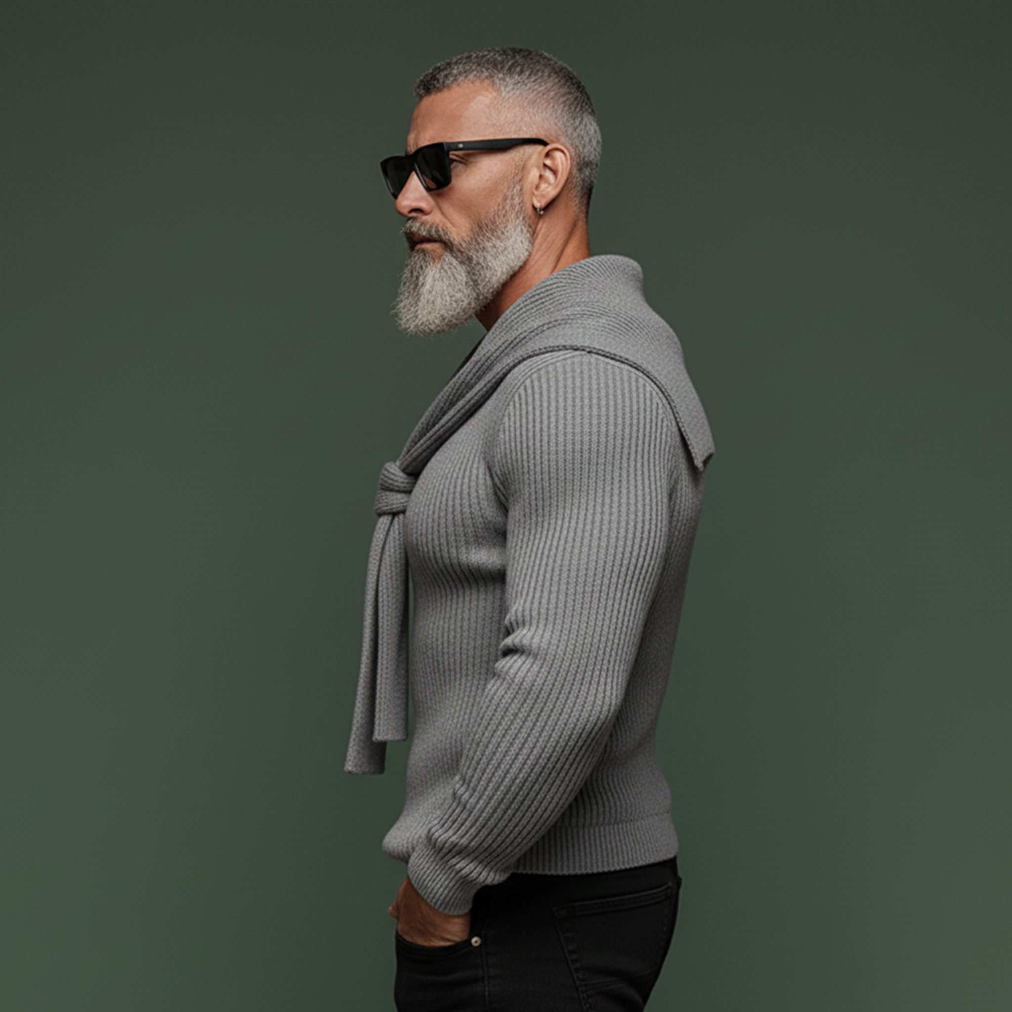 Men's Classic Casual V-neck Slim Fit Sweater (includes Knitted Shawl) MTA1112K1K