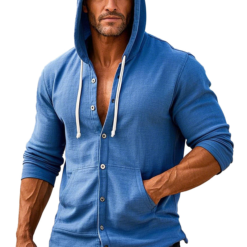 Men's Cotton Solid Single Breasted Hoodie 63202002X