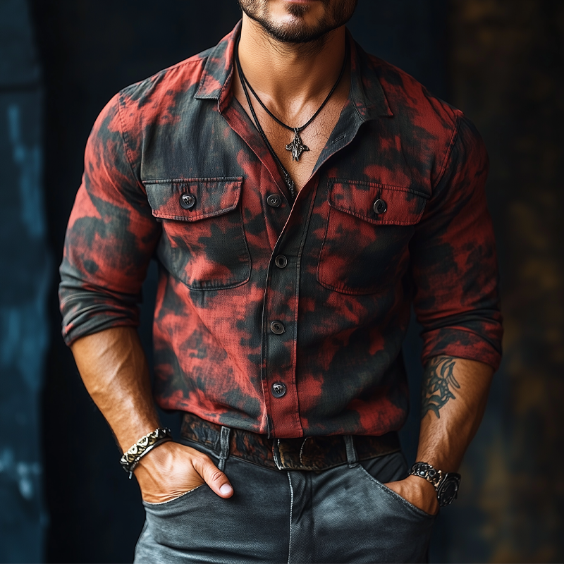 Men's Spring And Autumn Printed Long Sleeve Shirt MTA0120H6U