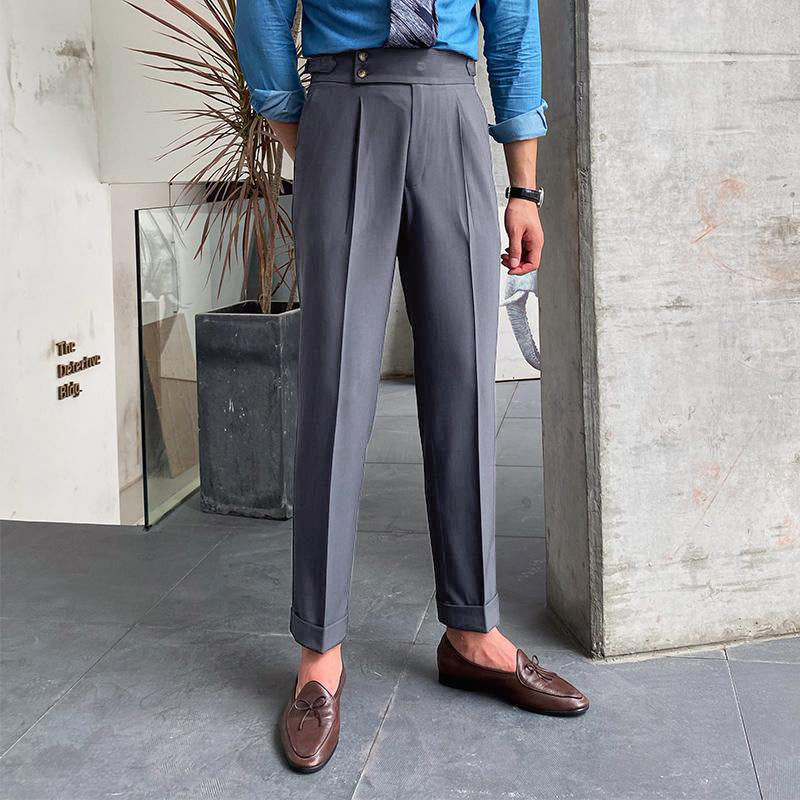 Men's British Style Drape High Waist Straight Pants 73687328M