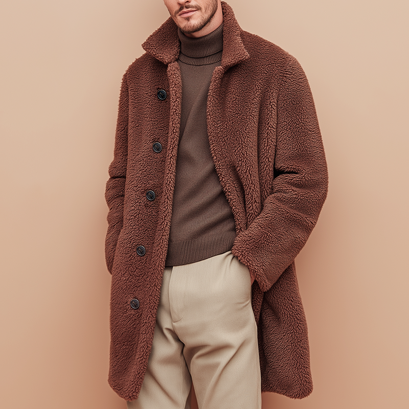 Men's Retro Casual Polar Fleece Warm Mid-Length Coat MTA2379I9TO