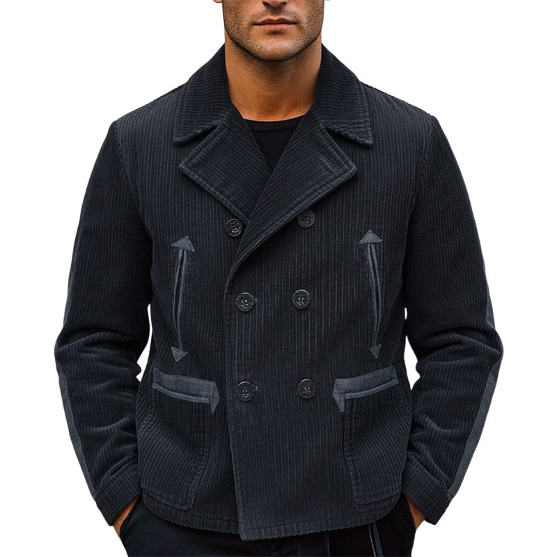 Men's Vintage Patchwork Corduroy Lapel Multi-pocket Blazer MTA3058I6X