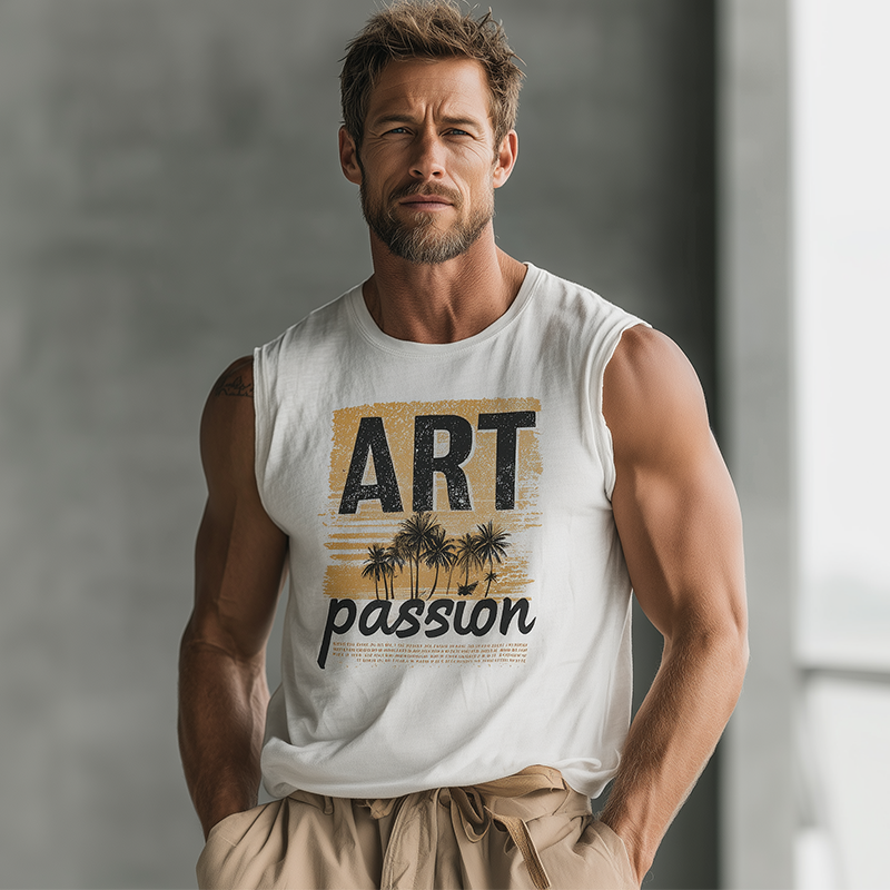 Men's Summer Fashion Printed Cotton Blended Sleeveless Tank Top MTA0519G3P