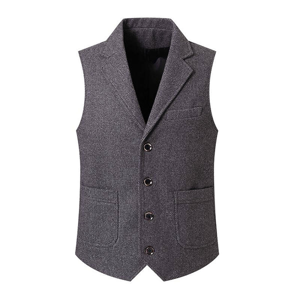 Men's Casual V-Neck Single-Breasted Patch Pocket Vest 53325062M