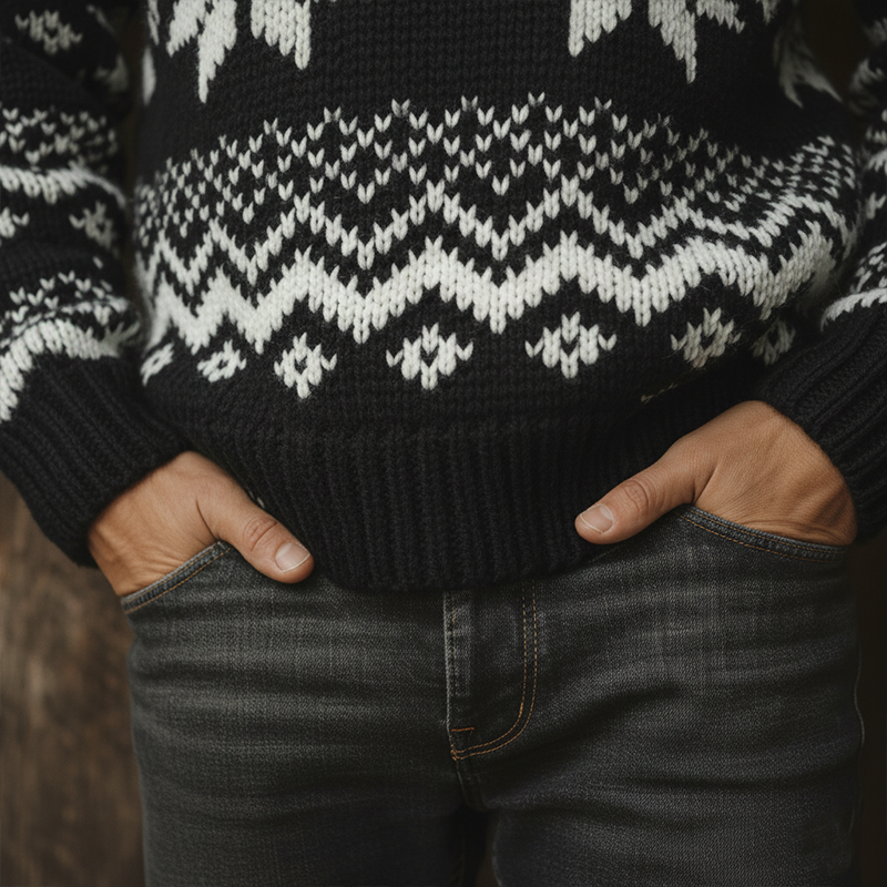 Men's Stylish Winter Fair Isle-style Knitted Jacquard Cotton Sweater MTA3065I5P