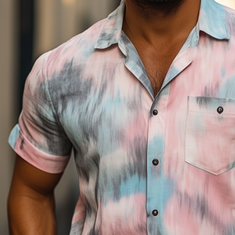 Men's Summer Fashion Rendering Print Short Sleeve Shirt MTA0114G9U