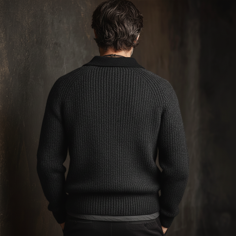 Men's Business Three-Button Polo Collar Knit Sweater MTA0552L4U