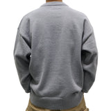 Men's Vintage Print Round Neck Long Sleeve Pullover Sweater 93564216M