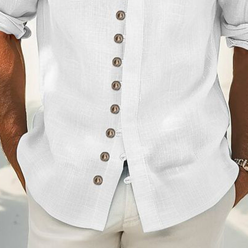 Men's Casual Cotton Long Sleeve Single Breasted Shirt 38130133X