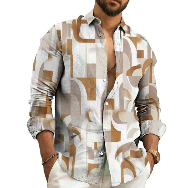 Men's Casual Geometric Lapel Shirt 53375851TO