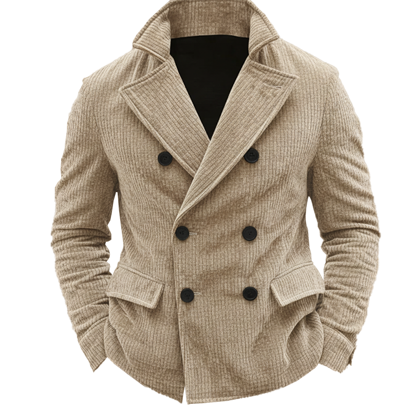 Men's Winter Retro Corduroy Double-Breasted Warm Jacket MTA1358K0P