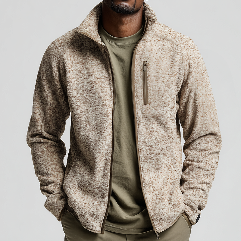 Men's Retro Casual Polar Fleece Splicing Zipper Lapel Jacket MTA1015J9TO