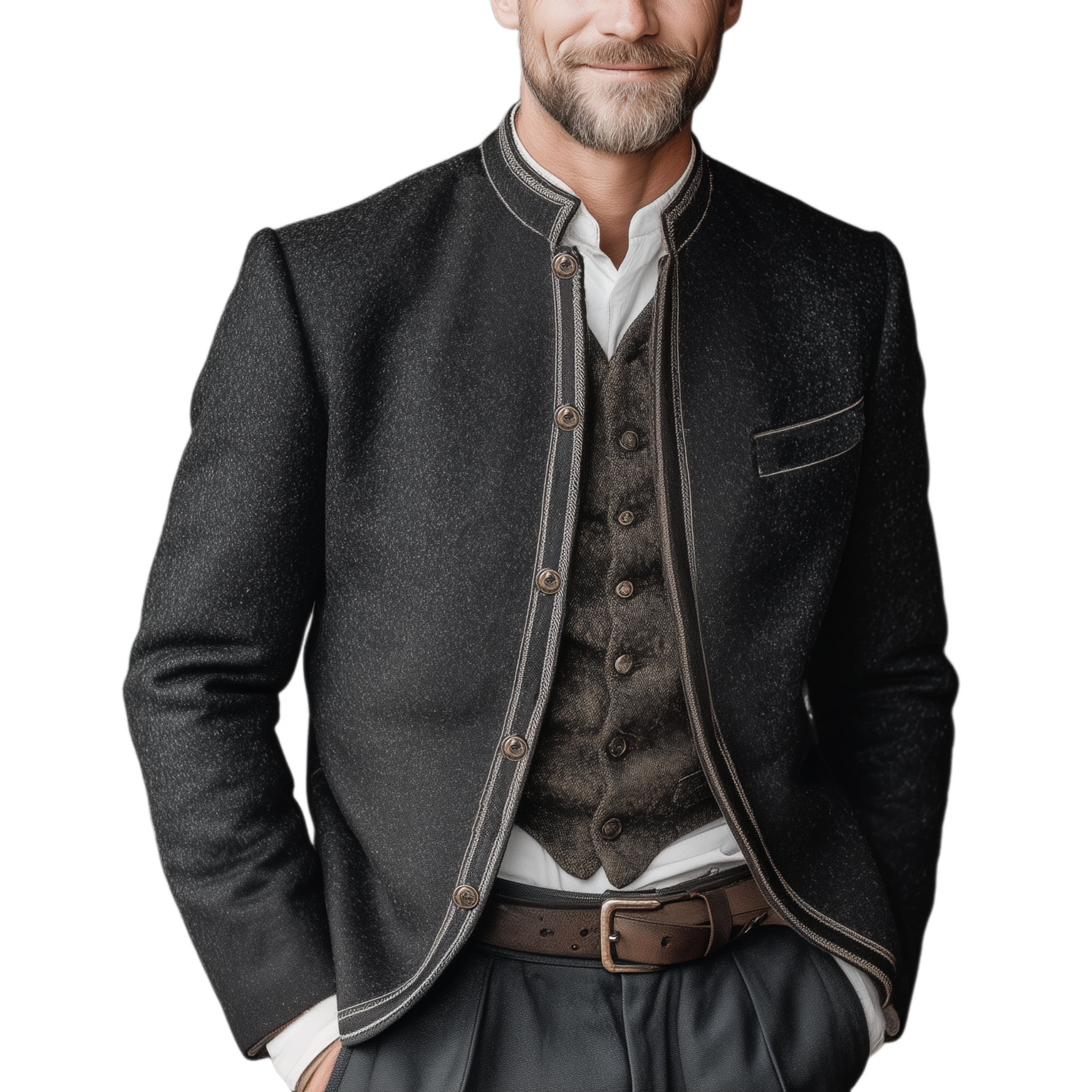 Men's Classic Retro Stand Collar Embroidered Faux Woolen Jacket MTA2354I5K