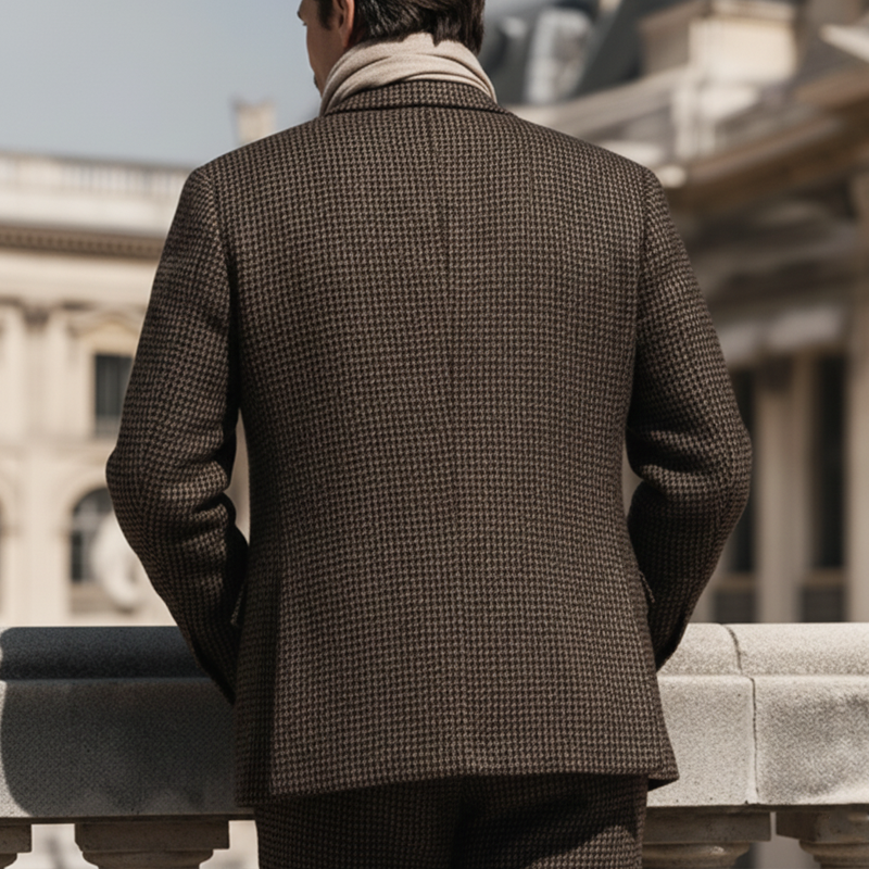 Men's Retro Plaid Two-Button Notched Collar Jacket MTA2161K6U