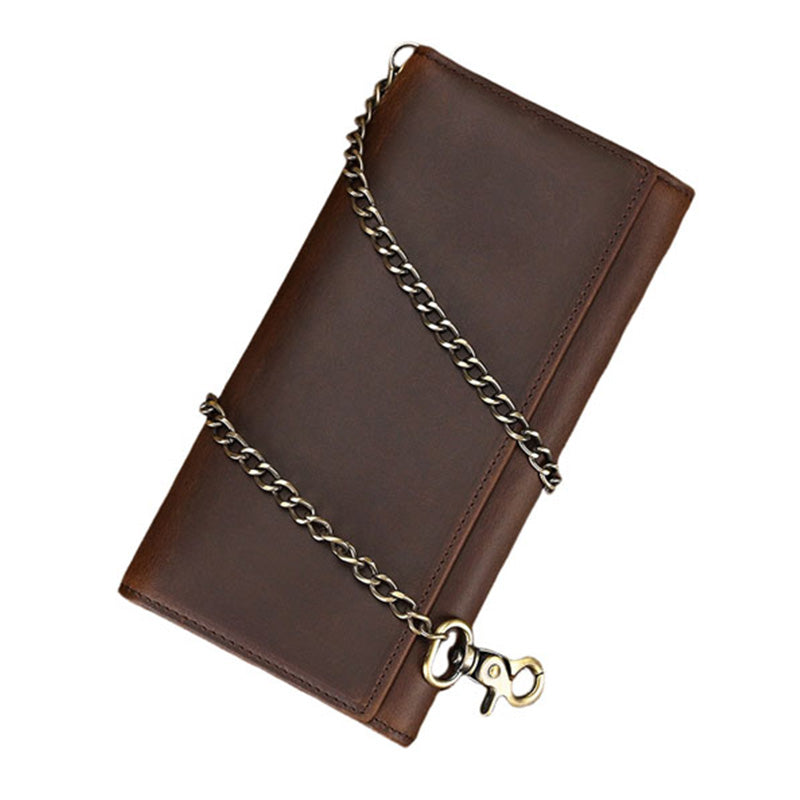 Men's Genuine Leather Vintage Chain Anti-Theft Clutch Bag 84695625U