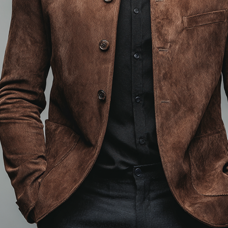Men's Vintage Faux Suede Stand Collar Jacket MTA0614H9X