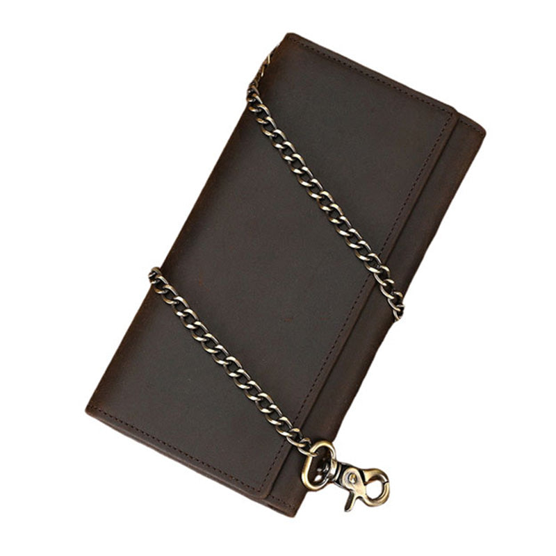 Men's Genuine Leather Vintage Chain Anti-Theft Clutch Bag 84695625U