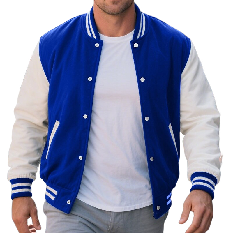 Men's Retro Casual Colorblock Baseball Jacket MTA2304G7TO