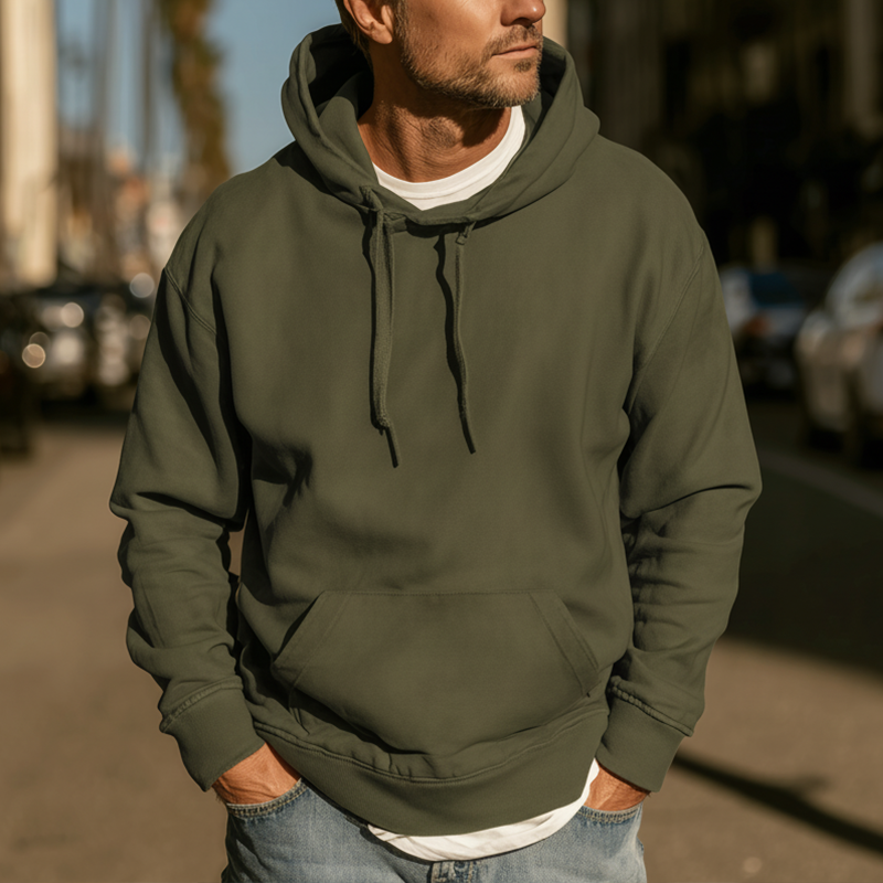 Men's Autumn Fashion Solid Color Large Pocket Hooded Sweatshirt MTA1329I7P