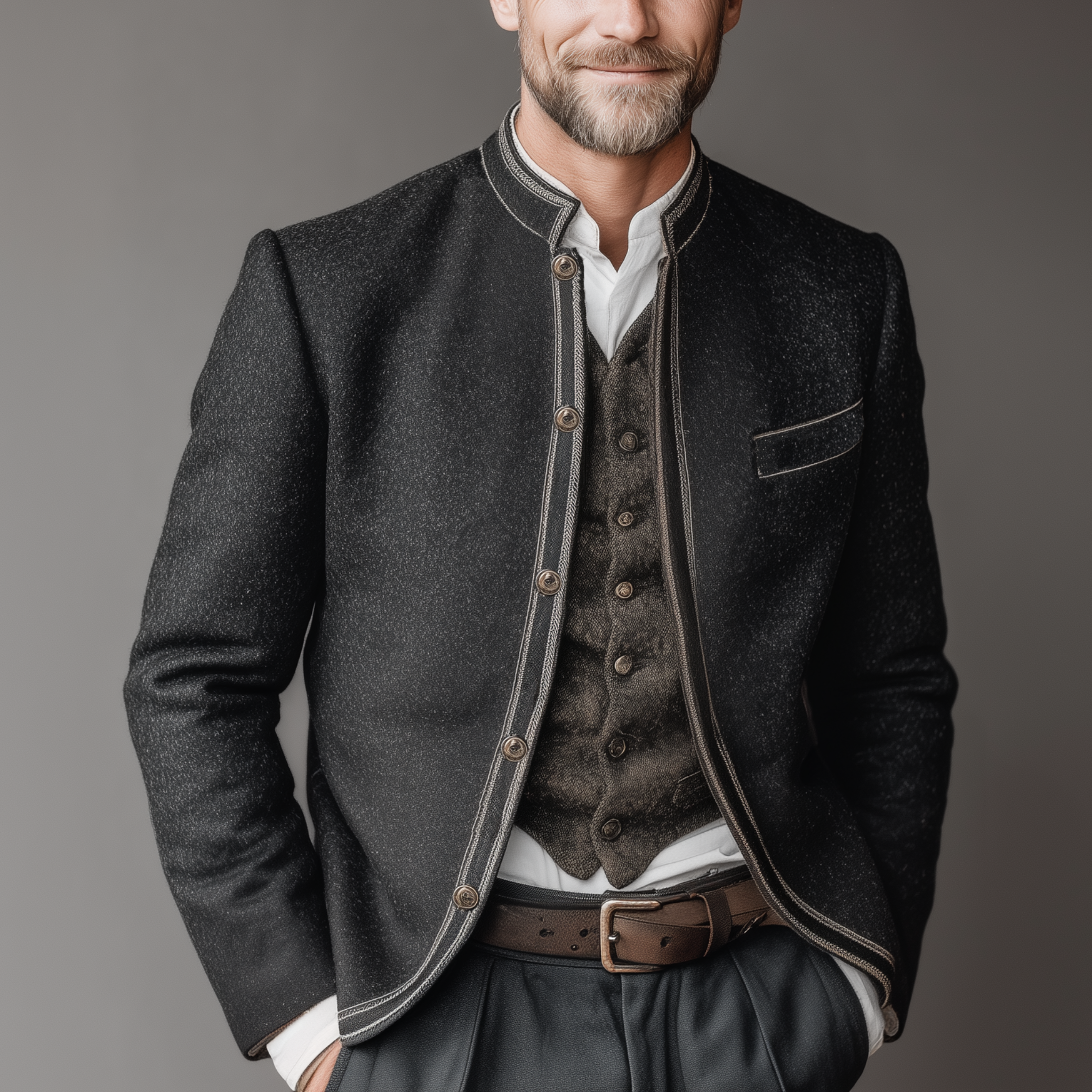 Men's Classic Retro Stand Collar Embroidered Faux Woolen Jacket MTA2354I5K