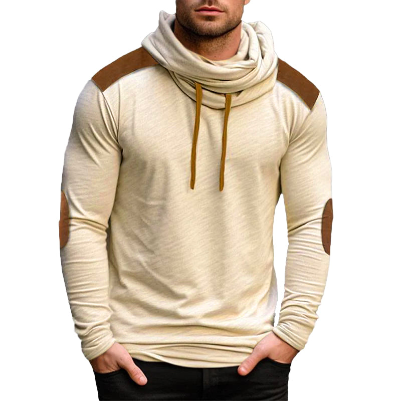 【24-hour shipping】Men's Casual Color Block Pile Collar Long Sleeve T-Shirt 55323081X