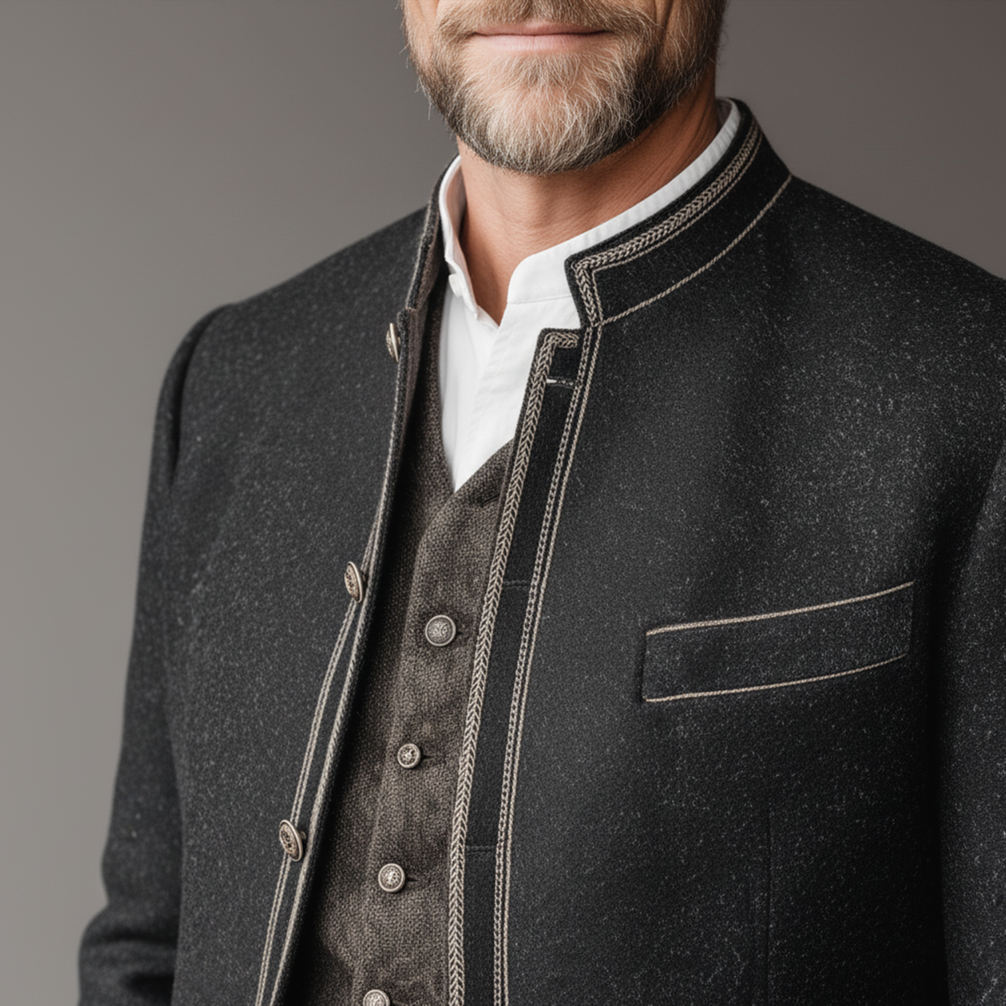 Men's Classic Retro Stand Collar Embroidered Faux Woolen Jacket MTA2354I5K