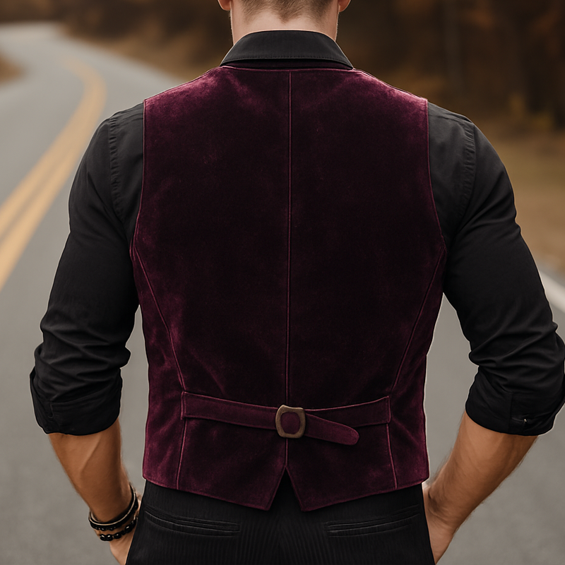 Men's Business Velvet V-neck Single-breasted Vest MTA1471H1U