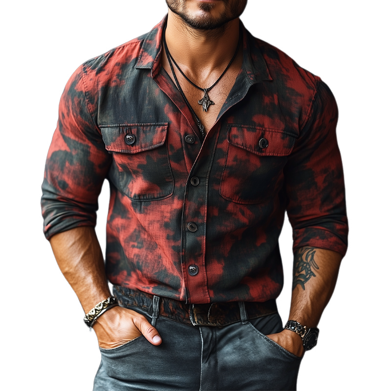 Men's Spring And Autumn Printed Long Sleeve Shirt MTA0120H6U